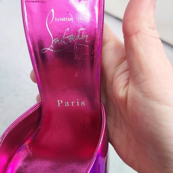 Christian Louboutin Patent Psychic Me Dolly Fuxia Pink Heel Sandal - Picture 7 of 9